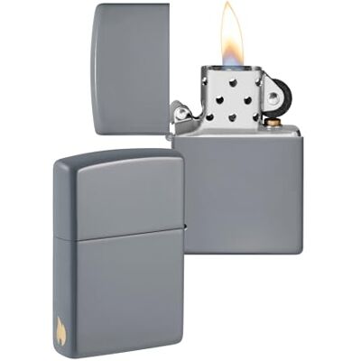 Zippo Encendedor a Prueba de Viento Diseño de Llama Gris Plano Recargable Reutilizable Diseño a Prueba de Viento Caja de Regalo Hecho en EEUU Exclusivo en Amazon Zippo Encendedor a Prueba de Viento Diseño de Llama Gris Plano Recargable Reutilizable Diseño a Prueba de Viento Caja de Regalo Hecho en EEUU Exclusivo en Amazon