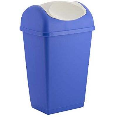 axentia Cubo de Basura Tapa abatible, Cubo de Basura de plástico para la Cocina y el baño, Cubo de Basura con Tapa abatible, Capacidad: Aprox. 50 litros, Azul/Blanco axentia Cubo de Basura Tapa abatible, Cubo de Basura de plástico para la Cocina y el baño, Cubo de Basura con Tapa abatible, Capacidad: Aprox. 50 litros, Azul/Blanco