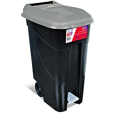 Tayg Tapa Gris Contenedor de residuos 80 litros con Pedal, Base Negra () Tayg Tapa Gris Contenedor de residuos 80 litros con Pedal, Base Negra ()