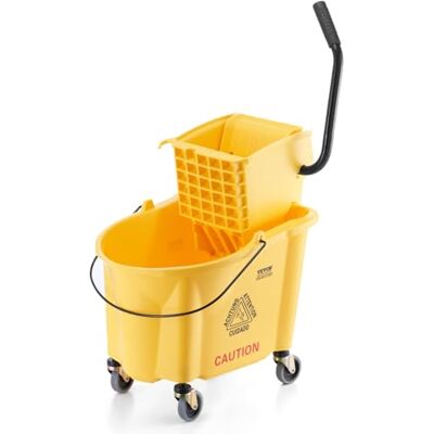 VEVOR Cubo para Trapeador con Escurridor 33L Cubo de fregona con Escurridor de Presión Lateral Cubo de Fregona de Presión Lateral y Escurridor Combinado con Ruedas para Limpieza de Pisos, Amarillo VEVOR Cubo para Trapeador con Escurridor 33L Cubo de fregona con Escurridor de Presión Lateral Cubo de Fregona de Presión Lateral y Escurridor Combinado con Ruedas para Limpieza de Pisos, Amarillo