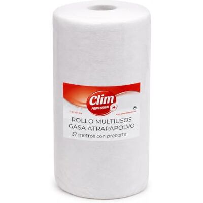 Clim Profesional Rollo Gasa Atrapapolvo 37m Precorte de 39x27cm Atrapapolvo, Gasa para mopa y escoba, Todas superficies Clim Profesional Rollo Gasa Atrapapolvo 37m Precorte de 39x27cm Atrapapolvo, Gasa para mopa y escoba, Todas superficies