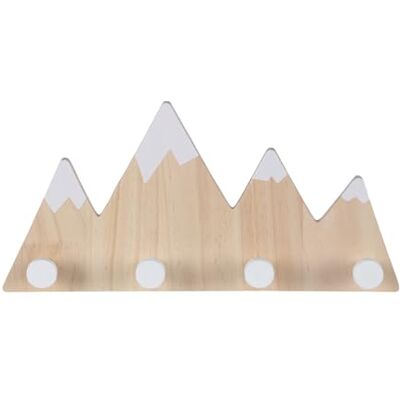 Relaxdays Perchero Infantil en diseño de montaña, Barra con 4 Ganchos, 17 x 34,5 x 5 cm, Madera y MDF, Natural/Blanco Relaxdays Perchero Infantil en diseño de montaña, Barra con 4 Ganchos, 17 x 34,5 x 5 cm, Madera y MDF, Natural/Blanco