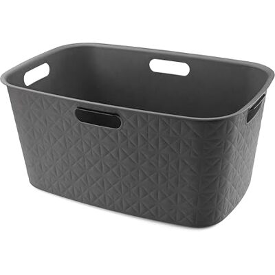 Curver Cesta para lavandería Softex 45L, diseño elegante, ligero, apilable y práctico, 70% reciclado, tamaño espacioso, 59 x 39 x 27 cm, gris antracita Curver Cesta para lavandería Softex 45L, diseño elegante, ligero, apilable y práctico, 70% reciclado, tamaño espacioso, 59 x 39 x 27 cm, gris antracita
