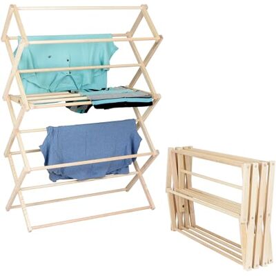 Pennsylvania Woodworks Estante de secado de ropa: estante de madera dura de arce macizo para camisas, jeans, ropa de niños y más, estante de secado plegable resistente, fabricado en Estados Unidos, no Pennsylvania Woodworks Estante de secado de ropa: estante de madera dura de arce macizo para camisas, jeans, ropa de niños y más, estante de secado plegable resistente, fabricado en Estados Unidos, no