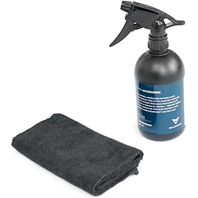 Seat CUPRA Kit de Limpieza para Pintura Mate, Spray y Paño de Microfibra, para Superficies Interiores No Porosas, Elimina Suciedad, Aceite, Grasa e Insectos Seat CUPRA Kit de Limpieza para Pintura Mate, Spray y Paño de Microfibra, para Superficies Interiores No Porosas, Elimina Suciedad, Aceite, Grasa e Insectos