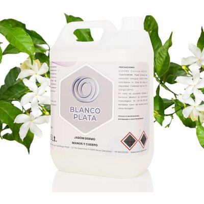 Blancoplata Jabón Líquido de manos y cuerpo Aroma Jazmín suave- pH Neutro Color Blanco Formato Garrafa 5L Blancoplata Jabón Líquido de manos y cuerpo Aroma Jazmín suave- pH Neutro Color Blanco Formato Garrafa 5L