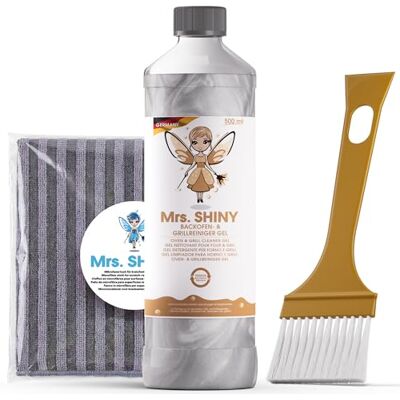 Mrs. SHINY ® Limpiador de Hornos Gel 500 ml + Pincel y Paño, Extra Fuerte Mrs. SHINY ® Limpiador de Hornos Gel 500 ml + Pincel y Paño, Extra Fuerte