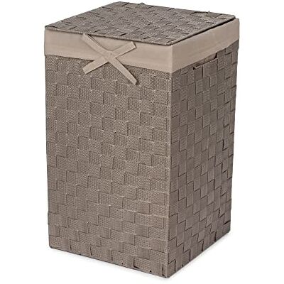 Compactor Home Storage Cesta de la colada con tapa y funda de lino dentro, 30 cm, rayón, color marrón Compactor Home Storage Cesta de la colada con tapa y funda de lino dentro, 30 cm, rayón, color marrón
