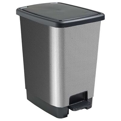 Sundis Cover Bin, cubo de basura con pedal, 30 L de capacidad, plástico reciclado, patrón de carbón, con asas para colgar y esconder la bolsa, para cocina, oficina, lavadero, garaje, taller, baño Sundis Cover Bin, cubo de basura con pedal, 30 L de capacidad, plástico reciclado, patrón de carbón, con asas para colgar y esconder la bolsa, para cocina, oficina, lavadero, garaje, taller, baño