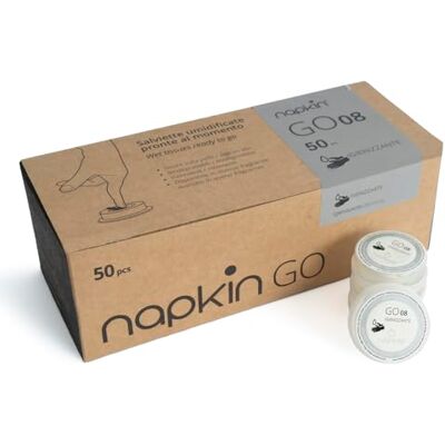 Napkin Paquete de 50 toallitas compactas higienizantes portátiles en capsula listas para usar, GO 08 con agente antibacteriano (Clorhezidina). Biodegradables, hipoalergénicas, para piel sensible. Napkin Paquete de 50 toallitas compactas higienizantes portátiles en capsula listas para usar, GO 08 con agente antibacteriano (Clorhezidina). Biodegradables, hipoalergénicas, para piel sensible.