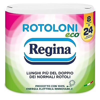 Regina Roloni Eco – 8 maxi rollos de papel higiénico, 500 hojas de 2 capas, más del doble de los rollos normales, paquete de papel reciclable, papel 100% certificado FSC Regina Roloni Eco – 8 maxi rollos de papel higiénico, 500 hojas de 2 capas, más del doble de los rollos normales, paquete de papel reciclable, papel 100% certificado FSC