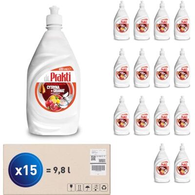 Clovin dr.Prakti dr.Prakti Líquido Lavavajillas Manos Limón + Granada, no irrita la piel, concentrado y eficaz, 650 ml x 15 Clovin dr.Prakti dr.Prakti Líquido Lavavajillas Manos Limón + Granada, no irrita la piel, concentrado y eficaz, 650 ml x 15