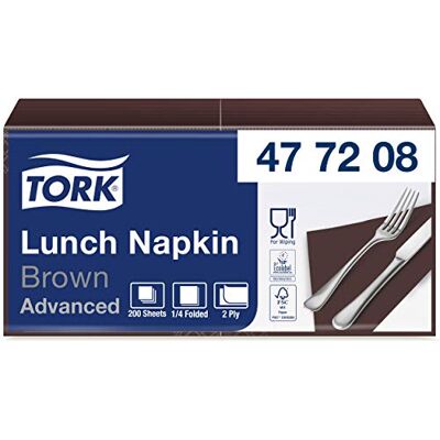 Tork Lunch/Servilletas para almuerzo / 10 paquetes x 200 unidades (2000 servilletas) / color chocolate / 2 capas / 33 x 32,6 cm/Advanced Tork Lunch/Servilletas para almuerzo / 10 paquetes x 200 unidades (2000 servilletas) / color chocolate / 2 capas / 33 x 32,6 cm/Advanced