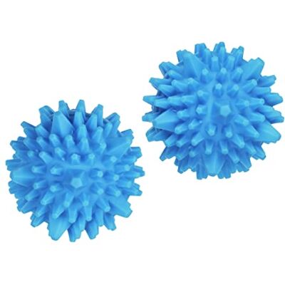 Wenko Juego de 2 bolas de secado para uso variable, ropa suave y sin arrugas en la secadora, con púas extra grandes, bola de erizo para manos, pies y facial, bola de masaje, aprox. 7 cm de Ø, azul Wenko Juego de 2 bolas de secado para uso variable, ropa suave y sin arrugas en la secadora, con púas extra grandes, bola de erizo para manos, pies y facial, bola de masaje, aprox. 7 cm de Ø, azul