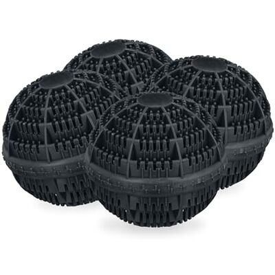 Relaxdays 4 Bolas Lavandería Ecológicas, para Lavadora, hasta 1000 Lavados, sin Detergentes, Piel Sensible, Negro Relaxdays 4 Bolas Lavandería Ecológicas, para Lavadora, hasta 1000 Lavados, sin Detergentes, Piel Sensible, Negro
