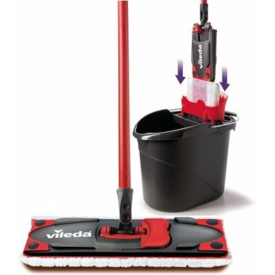 Vileda Ultramax Care Sensitive Juego Completo de mopa para Suelos con Funda de Microfibra y Mango, Cubo con función de escurridor con PowerPress, para Suelos sensibles como parqué y Laminado Vileda Ultramax Care Sensitive Juego Completo de mopa para Suelos con Funda de Microfibra y Mango, Cubo con función de escurridor con PowerPress, para Suelos sensibles como parqué y Laminado