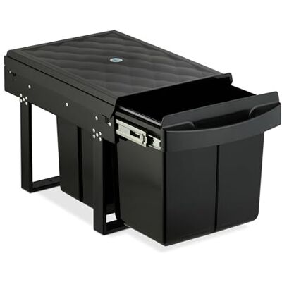 Relaxdays Cubo de Basura Cocina, 3 Espacios, 15L y 2X 8L, 34,6x34x51,8cm, Extraíble, Papelera Reciclaje Fregadero, Negro Relaxdays Cubo de Basura Cocina, 3 Espacios, 15L y 2X 8L, 34,6x34x51,8cm, Extraíble, Papelera Reciclaje Fregadero, Negro
