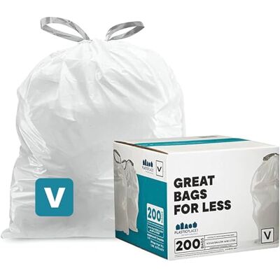 Plasticplace Bolsas de Basura de Ajuste Personalizado │ Compatible con código V Simple Humano (200 Unidades) │ Basura Blanca con cordón, Forros 4.2-4.8 galones / 16-18 litros │ 14.75 "x 28 Plasticplace Bolsas de Basura de Ajuste Personalizado │ Compatible con código V Simple Humano (200 Unidades) │ Basura Blanca con cordón, Forros 4.2-4.8 galones / 16-18 litros │ 14.75 "x 28