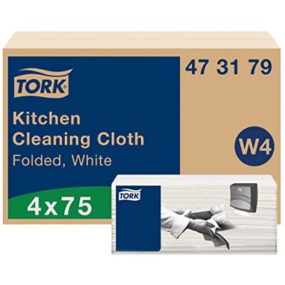 Tork paño de limpieza de cocina blanco W4, altamente absorbente, 4 x 75 paños, Tork paño de limpieza de cocina blanco W4, altamente absorbente, 4 x 75 paños,