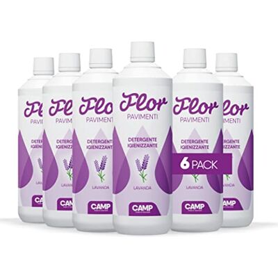 CAMP FLOR LAVANDA, Limpiador higienizante para suelos concentrados, agradable aroma a lavanda, compatible con robot y fregaderos, pack 6 x 1 l CAMP FLOR LAVANDA, Limpiador higienizante para suelos concentrados, agradable aroma a lavanda, compatible con robot y fregaderos, pack 6 x 1 l