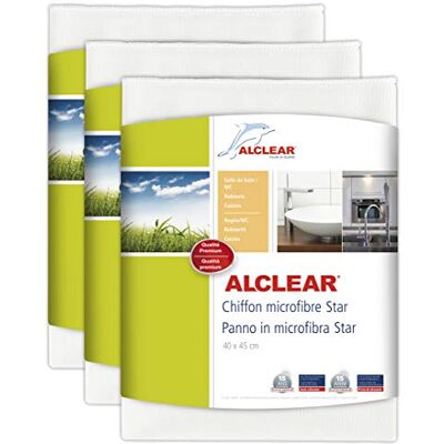 ALCLEAR Paño de Microfibra Star, Set de 3, paño Especial para el baño y la Cocina, Elimina la Cal sin limpiadores, paños de Microfibra para el hogar y el Inodoro, 40 x 45 cm, Blanco ALCLEAR Paño de Microfibra Star, Set de 3, paño Especial para el baño y la Cocina, Elimina la Cal sin limpiadores, paños de Microfibra para el hogar y el Inodoro, 40 x 45 cm, Blanco