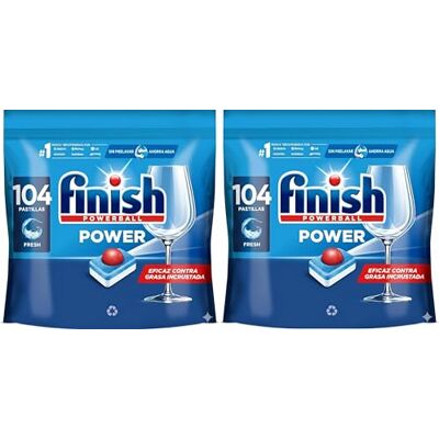 Finish Powerball Power All in 1 Pastillas para el lavavajillas todo en 1-2 Packs ahorro de 104 pastillas 208 Pastillas Finish Powerball Power All in 1 Pastillas para el lavavajillas todo en 1-2 Packs ahorro de 104 pastillas 208 Pastillas