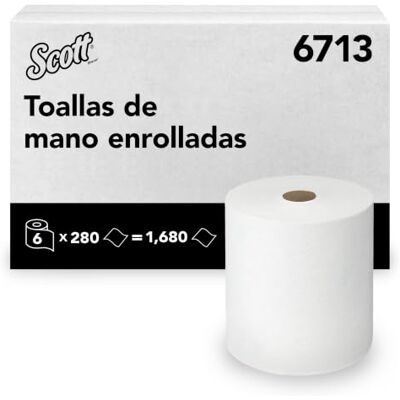 Scott Toallas Desechables , 1 capa, Toallas Papel Secamanos Jumbo, 6x280m Scott Toallas Desechables , 1 capa, Toallas Papel Secamanos Jumbo, 6x280m