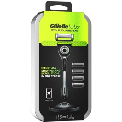 Gillette Labs With Exfoliating Bar, 1 Mango 5 Cuchillo Recargable, Estuche De Viaje Y Soporte 6x5 Piezas Gillette Labs With Exfoliating Bar, 1 Mango 5 Cuchillo Recargable, Estuche De Viaje Y Soporte 6x5 Piezas