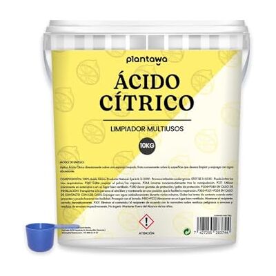 PLANTAWA Ácido Cítrico en Polvo 10kg Acido Citrico para Limpieza Doméstica Intensiva Elimina Cal, Sarro y Manchas Alta Solubilidad Limpieza Multiusos en Gran Volumen PLANTAWA Ácido Cítrico en Polvo 10kg Acido Citrico para Limpieza Doméstica Intensiva Elimina Cal, Sarro y Manchas Alta Solubilidad Limpieza Multiusos en Gran Volumen