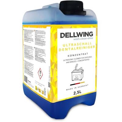DELLWING Limpiador dental 2.5 l, concentrado para dispositivos ultrasónicos, limpiador para dentaduras y aparatos dentales, fabricado en Alemania DELLWING Limpiador dental 2.5 l, concentrado para dispositivos ultrasónicos, limpiador para dentaduras y aparatos dentales, fabricado en Alemania