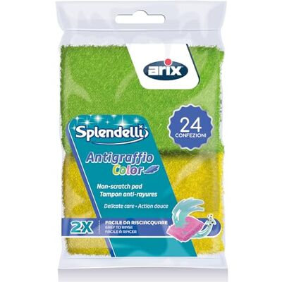 Arix 48 esponjas antiarañazos de Color de la línea Splendelli, Esponja para Superficies delicadas y antiadherentes, Esponja de Limpieza para microondas, antigrasa – 24 Paquetes Arix 48 esponjas antiarañazos de Color de la línea Splendelli, Esponja para Superficies delicadas y antiadherentes, Esponja de Limpieza para microondas, antigrasa – 24 Paquetes