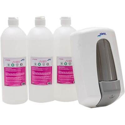 Jofel , Pack Dosificador de Jabón Aitana Color Blanco + 3 litros de jabón en Gel Almendra, rellenable con Capacidad para 0.9 litros, válvula anticorrosión y antigoteo, Carcasa ABS Jofel , Pack Dosificador de Jabón Aitana Color Blanco + 3 litros de jabón en Gel Almendra, rellenable con Capacidad para 0.9 litros, válvula anticorrosión y antigoteo, Carcasa ABS