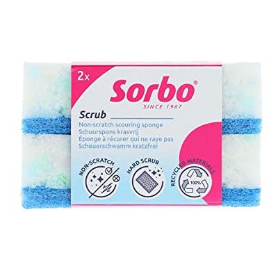 Sorbo Esponjas recicladas, Hechas de 100% Espuma de Poliuretano reciclada y Botellas de Pet 100% recicladas, antiarañazos, Limpieza sostenible, Esencial para el día a día, Blanco/Azul Sorbo Esponjas recicladas, Hechas de 100% Espuma de Poliuretano reciclada y Botellas de Pet 100% recicladas, antiarañazos, Limpieza sostenible, Esencial para el día a día, Blanco/Azul