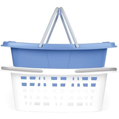 Beldray Cestas de lavandería apilables – Set de 2, compacto apilable, ahorra espacio, asas largas para transportar, capacidad de 26L, tamaño aproximado 57 x 41 x 21 cm, almacenar y clasificar la ropa Beldray Cestas de lavandería apilables – Set de 2, compacto apilable, ahorra espacio, asas largas para transportar, capacidad de 26L, tamaño aproximado 57 x 41 x 21 cm, almacenar y clasificar la ropa