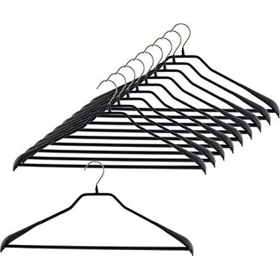 MAWA Perchas de Ropa, Set de 10 Unidades, Antideslizantes, con Barra para Pantalones, Ideales para Prendas Exteriores, Abrigos o Chaquetas, Giratorias 360°, 42 cm, Negro MAWA Perchas de Ropa, Set de 10 Unidades, Antideslizantes, con Barra para Pantalones, Ideales para Prendas Exteriores, Abrigos o Chaquetas, Giratorias 360°, 42 cm, Negro