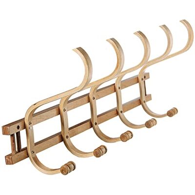 DRW Perchero thonet de pared con 10 ganchos de madera en natural 72x21x30cm DRW Perchero thonet de pared con 10 ganchos de madera en natural 72x21x30cm