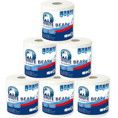 White Bear Paquete de 6 Rollos de Papel de Cocina Biodegradable 2 Capas Ultra Resistente 275 Hojas Pre-cortadas por Rollo Papel Absorbente y de Limpieza Ideal para Cocina y Oficina White Bear Paquete de 6 Rollos de Papel de Cocina Biodegradable 2 Capas Ultra Resistente 275 Hojas Pre-cortadas por Rollo Papel Absorbente y de Limpieza Ideal para Cocina y Oficina