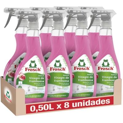 Frosch Limpiador Antical Ecológico Vinagre de Frambuesa, Elimina las Manchas de Cal y Suciedad del Baño, Eficacia desincrustante Pack de 8 Unidades x 0,5 L Frosch Limpiador Antical Ecológico Vinagre de Frambuesa, Elimina las Manchas de Cal y Suciedad del Baño, Eficacia desincrustante Pack de 8 Unidades x 0,5 L