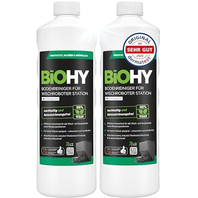 BIOHY Limpiador de suelos para robot limpiador estación con aroma primaveral (2 x 1 litro) Detergente concentrado para todos los robots limpiadores y aspiradores con función húmeda Brazo de espuma BIOHY Limpiador de suelos para robot limpiador estación con aroma primaveral (2 x 1 litro) Detergente concentrado para todos los robots limpiadores y aspiradores con función húmeda Brazo de espuma
