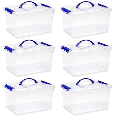 AC Pk de 6 Cajas de Almenamiento con Asa Fabricado en plástico Contenedor para almenar Libros, Ropa, Mantas N.º 9-18 x 34 x 27 cm 12 litros AC Pk de 6 Cajas de Almenamiento con Asa Fabricado en plástico Contenedor para almenar Libros, Ropa, Mantas N.º 9-18 x 34 x 27 cm 12 litros