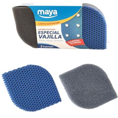 Maya Pack de 2 Estropajos de Cocina para Limpieza de Vajillas, Ollas y Sartenes sin Dejar Rayas 12x8,5x2,5 cm Esponjas Lavables en Lavavajillas y Lavadora (EVO, Azul) Maya Pack de 2 Estropajos de Cocina para Limpieza de Vajillas, Ollas y Sartenes sin Dejar Rayas 12x8,5x2,5 cm Esponjas Lavables en Lavavajillas y Lavadora (EVO, Azul)