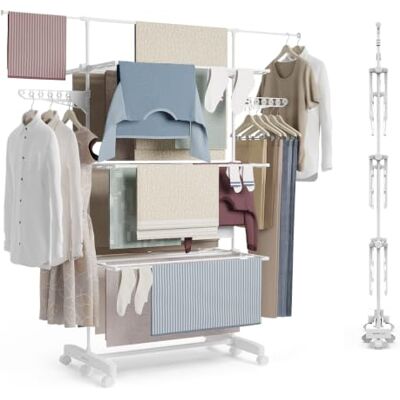 NEWTECK NEWLUX-Tendedero Vertical Plegable XXL Fold Care V60 Blanco con Ruedas, 5 Niveles Dobles y 18-21m de tendido. Tendedero Plegable con Soporte para perchas y prendas largas de 1,5m. Ideal como perchero NEWTECK NEWLUX-Tendedero Vertical Plegable XXL Fold Care V60 Blanco con Ruedas, 5 Niveles Dobles y 18-21m de tendido. Tendedero Plegable con Soporte para perchas y prendas largas de 1,5m. Ideal como perchero