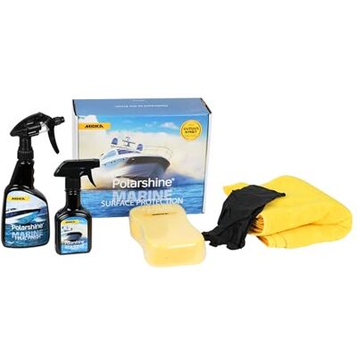 Mirka Polarshine Marine Kit/Polarshine Final Finish Agente Limpiador 500 ml, Polarshine Marine Shield Recubrimiento Cerámico 250 ml, Esponja, Paños de Microfibra, Guantes Protectores Mirka Polarshine Marine Kit/Polarshine Final Finish Agente Limpiador 500 ml, Polarshine Marine Shield Recubrimiento Cerámico 250 ml, Esponja, Paños de Microfibra, Guantes Protectores