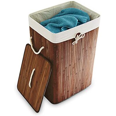 Relaxdays Cesto Ropa Sucia Plegable, Cubo Colada Rectangular con Tapa, Bambú, 83 L, 65,5 x 43,5 x 33,5 cm, Marrón Relaxdays Cesto Ropa Sucia Plegable, Cubo Colada Rectangular con Tapa, Bambú, 83 L, 65,5 x 43,5 x 33,5 cm, Marrón