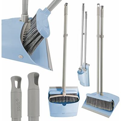 York Juego de Escoba y Recogedor de Mango Largo con Dientes de Peine para Limpieza de Suelos Set de Barrido Ergonómico Plegable para Interior y Exterior Kit de Limpieza de Suelos Azul y Gris York Juego de Escoba y Recogedor de Mango Largo con Dientes de Peine para Limpieza de Suelos Set de Barrido Ergonómico Plegable para Interior y Exterior Kit de Limpieza de Suelos Azul y Gris