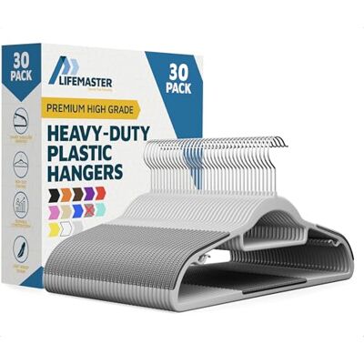 Lifemaster Perchas Antideslizantes y duraderas – Juego de 30 Perchas de plástico Gris Resistente con Ganchos giratorios Suaves de 360° y Accesorios Integrados, Colgar Abrigos, Chaquetas y Prendas Lifemaster Perchas Antideslizantes y duraderas – Juego de 30 Perchas de plástico Gris Resistente con Ganchos giratorios Suaves de 360° y Accesorios Integrados, Colgar Abrigos, Chaquetas y Prendas