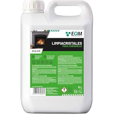 EQM SOLUCIONES QUIMICAS EQM Limpiacristales para Chimeneas, Estufas y Hornos 5L Elimina las Manchas de Humo y Vaho de los Cristales Elimina Hollín, Ladrillos y Otras Superficies Expuestas al Fuego EQM SOLUCIONES QUIMICAS EQM Limpiacristales para Chimeneas, Estufas y Hornos 5L Elimina las Manchas de Humo y Vaho de los Cristales Elimina Hollín, Ladrillos y Otras Superficies Expuestas al Fuego
