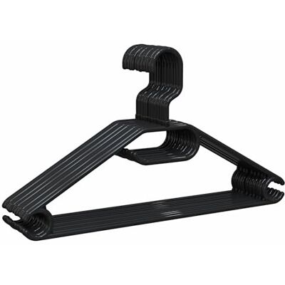 PORTENTUM Set de 10 Perchas de Plástico Reciclado 100% para Todo Tipo de Ropa Gancho Giratorio 360º Ahorra Espacio – Soporte para Accesorios – Ganchos para Vestidos y Blusas – Negras PORTENTUM Set de 10 Perchas de Plástico Reciclado 100% para Todo Tipo de Ropa Gancho Giratorio 360º Ahorra Espacio – Soporte para Accesorios – Ganchos para Vestidos y Blusas – Negras