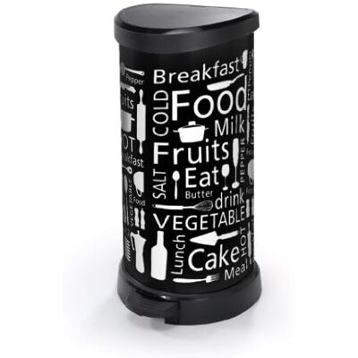 Curver Cubo de basura con pedal 40L, decorado cocina, tapa y aro para bolsa Curver Cubo de basura con pedal 40L, decorado cocina, tapa y aro para bolsa