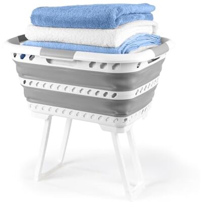 Beldray Cesto de ropa de 40L – Cesto para la colada plegable con patas abatibles, compacto, fácil de limpiar, asas de transporte convenientes, gris, evita agacharse y esfuerzos, gris Beldray Cesto de ropa de 40L – Cesto para la colada plegable con patas abatibles, compacto, fácil de limpiar, asas de transporte convenientes, gris, evita agacharse y esfuerzos, gris